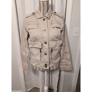 American Eagle Women's‎ Denim Beige Button Down Jacket Y2K Size Medium